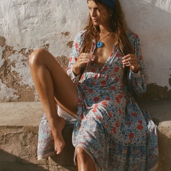 Spell Dresses & Skirts - Spell Village Button Down Midi Dress In Sky